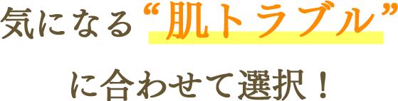 気になる“肌トラブル”に合わせて選択！