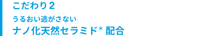 こだわり2 うるおい逃がさない ナノ化天然セラミド＊ 配合